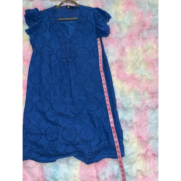 ❤️‍🔥M Made in Italy Eyelet Embroidered Cotton Dress Blue Size M - Picture 5 of 11